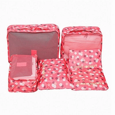 Mihawk  6Pcs/set Portable Packing Cube Travel Bags Women Clothes Cosmetic Sorting Storage Pouch