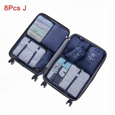 Mihawk Travel Bags Sets Waterproof Packing Cube Portable Clothing Sorting Organizer Luggage Tote