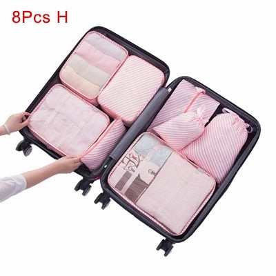 Mihawk Travel Bags Sets Waterproof Packing Cube Portable Clothing Sorting Organizer Luggage Tote