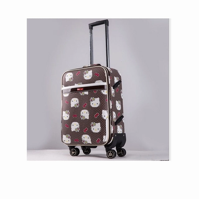 New 20 Inch Hello Kitty Spinner Travel Luggage Suitcase Sets Kids Student Women Trolleys Rolling