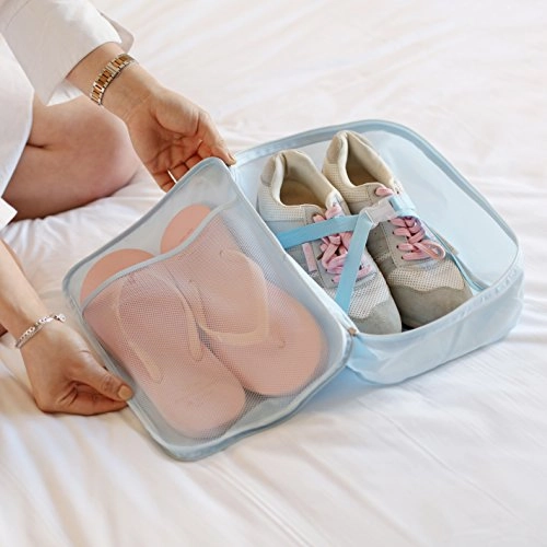 Packing Cubes 8 Sets Latest Design Travel Luggage Organizers Include Waterproof Shoe Storage Bag Convenient Packing Pouches for Traveller (Navy blue)