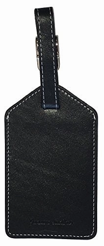 Personalized Monogrammed Black Leather Luggage Tags - 2 Pack