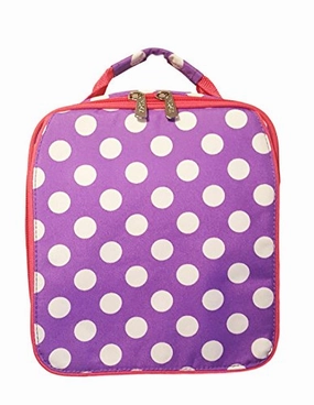 Personalized Purple Polka Dot Back To School Lunch Tote