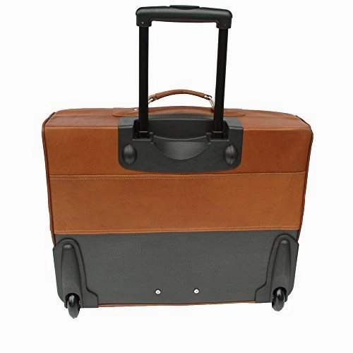 Piel Leather Garment Bag On Wheels, Saddle, One Size