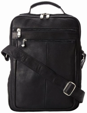 Piel Leather Laptop Shoulder Bag, Black, One Size