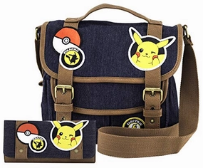 Pokmon Pikachu Patches Messenger Bag and Wallet Set by Loungefly (Multi)