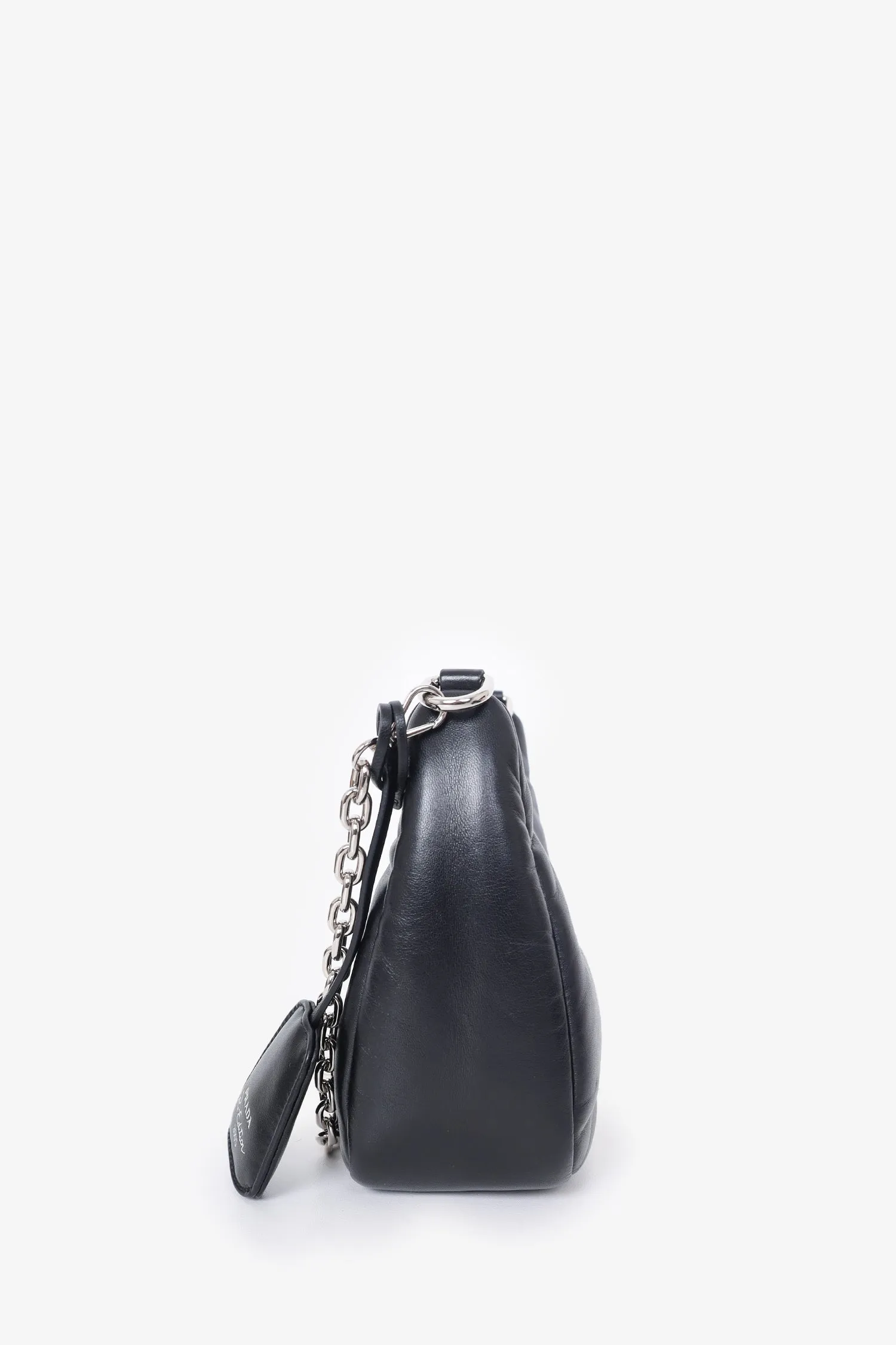 Prada Black Padded Leather Soft Re-Edition 2005 Shoulder Bag with Strap & Pouch