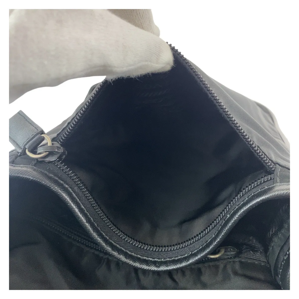 PRADA Shoulder Bag Nylon Black SilverMetal Crossbody Shoulder Bag Messenger Bag Test Triangle With logo Women Used