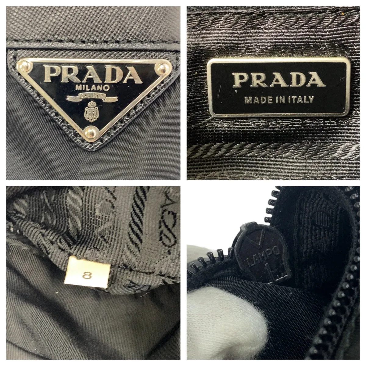 PRADA Shoulder Bag Nylon Black SilverMetal Crossbody Shoulder Bag Messenger Bag Test Triangle With logo Women Used