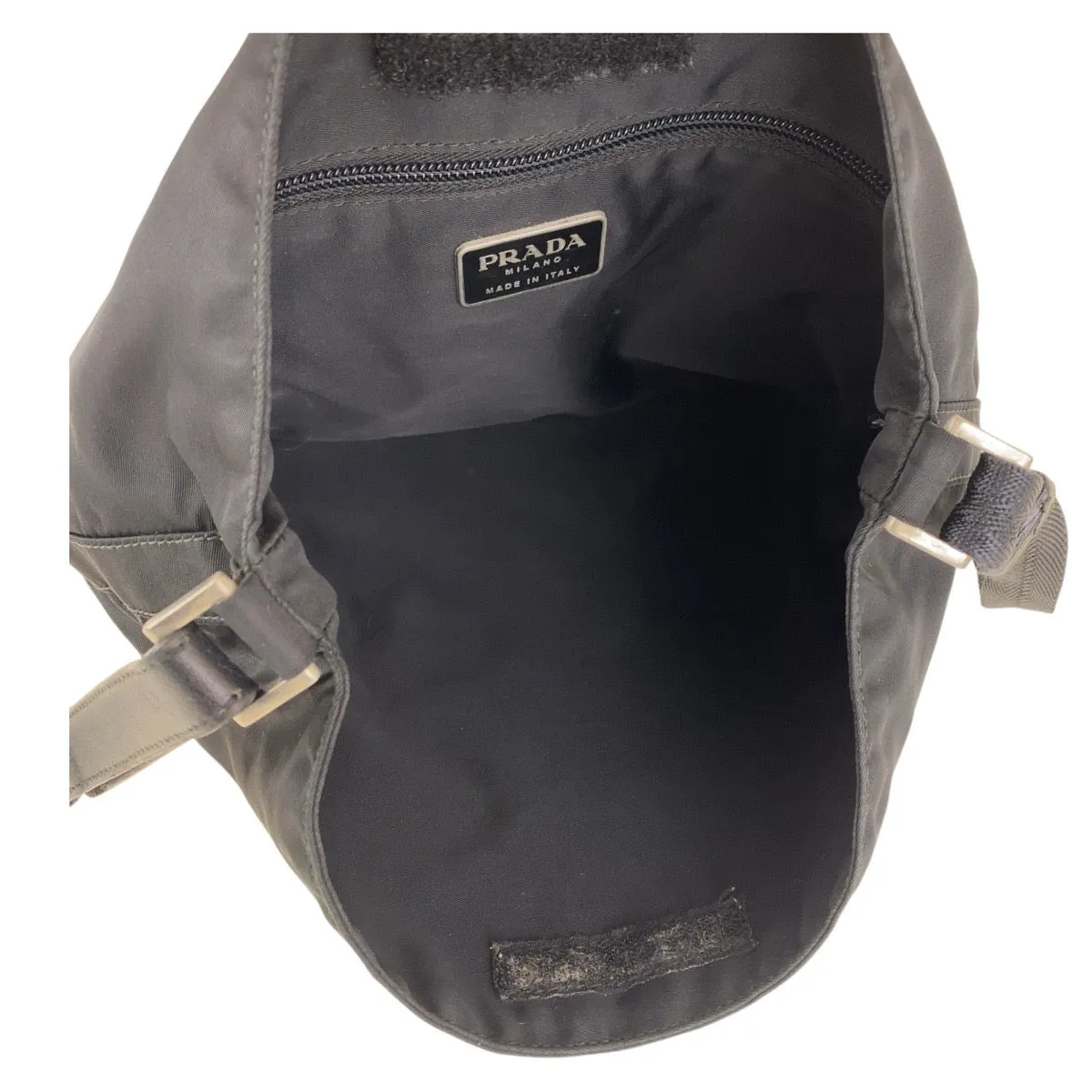 PRADA Shoulder Bag Nylon Black SilverMetal Crossbody Shoulder Bag Messenger Bag Test Triangle With logo Women Used
