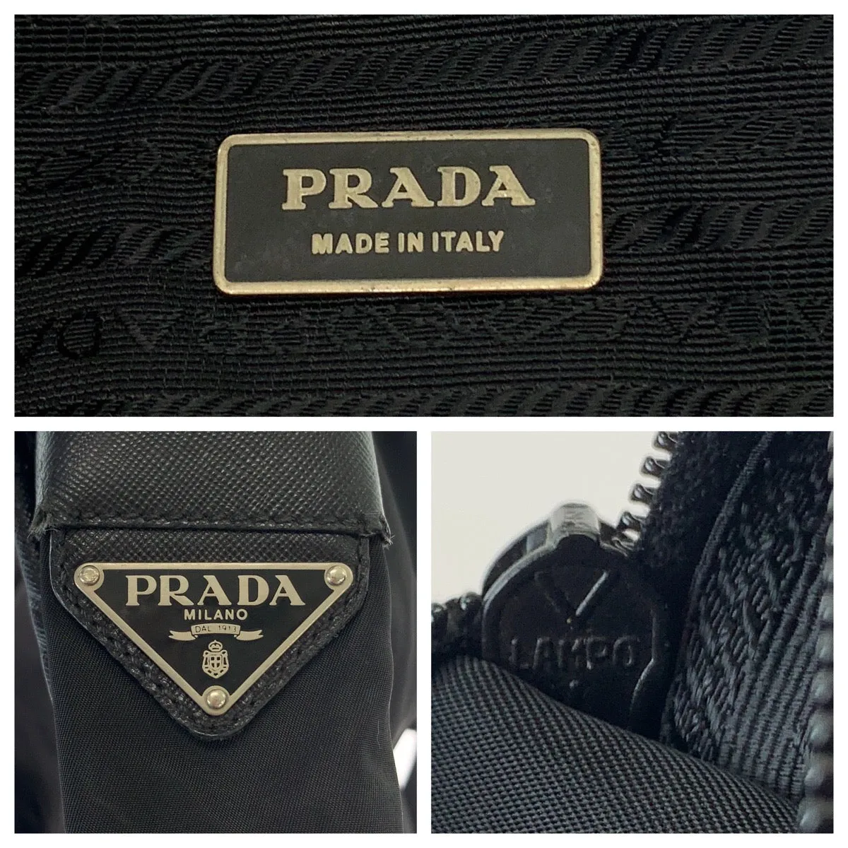 PRADA Shoulder Bag Nylon Black SilverMetal Shoulder Bag Messenger bag Test Triangle With logo mens Used