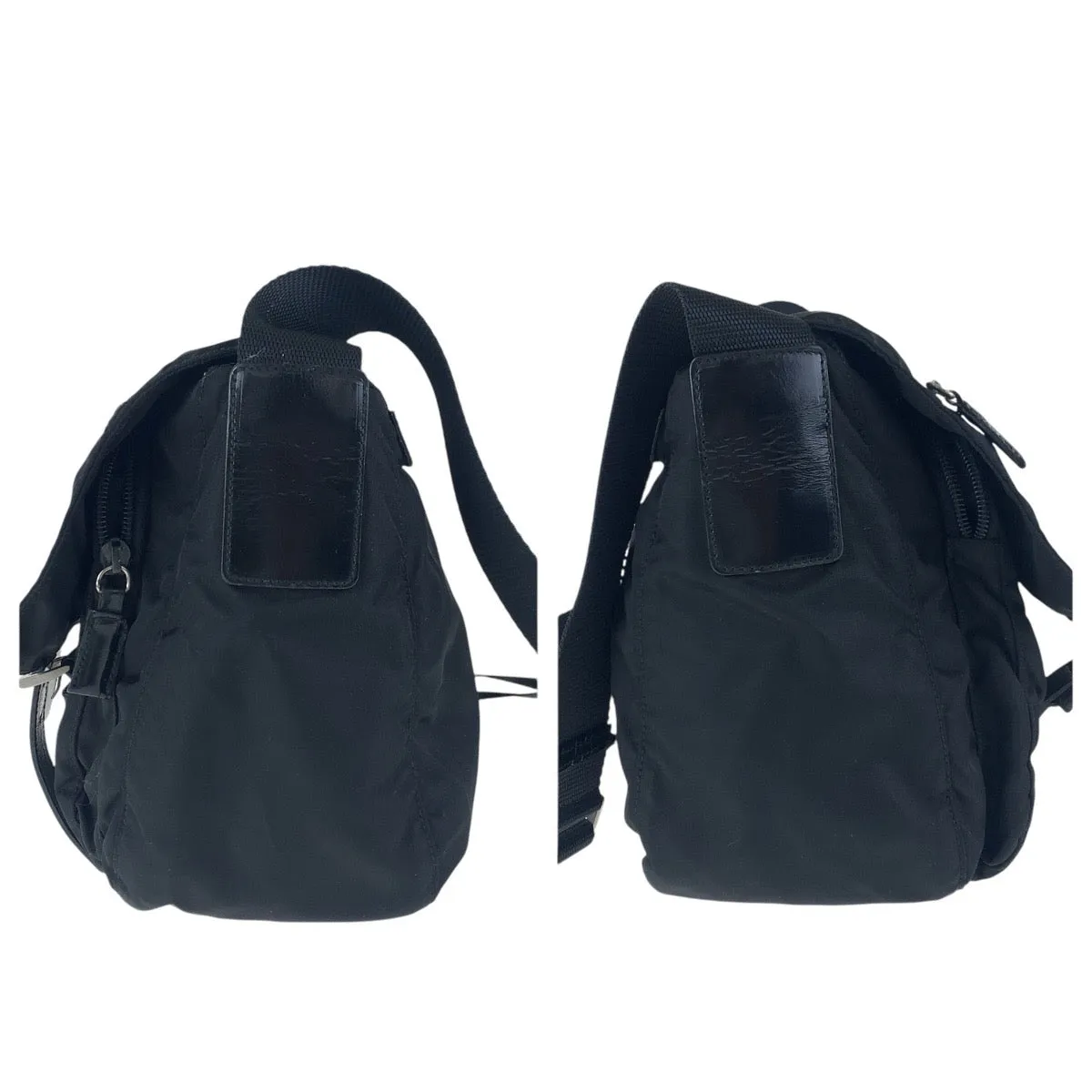 PRADA Shoulder Bag Nylon, Leather black Shoulder Bag pochette Test Triangle With logo Women Used