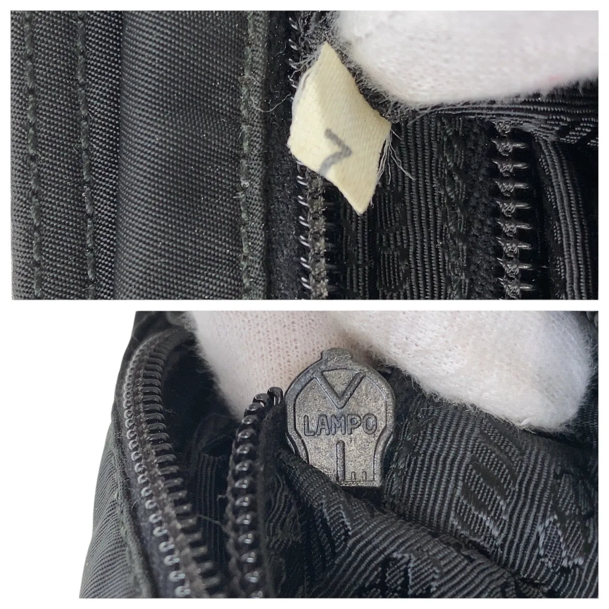 PRADA Tote Bag Nylon Black SilverMetal Tote Bag Shoulder Bag Test Triangle With logo Women Used
