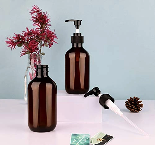 Pump Bottle Dispenser, Yebeauty 10oz/300ml Empty Plastic Refillable Lotion Soap Shampoo Bottles Dispenser Containers with Pump Multipurpose for Cosmetic Kitchen Bathroom, 2-Pack Brown