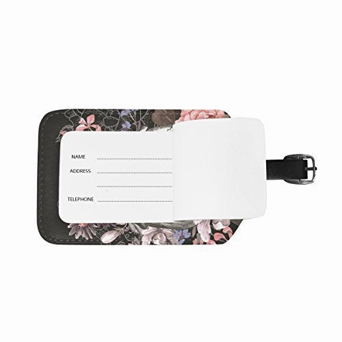 Rose Skull Travel Leather Luggage Baggage Suitcases Tags Label Set of 2