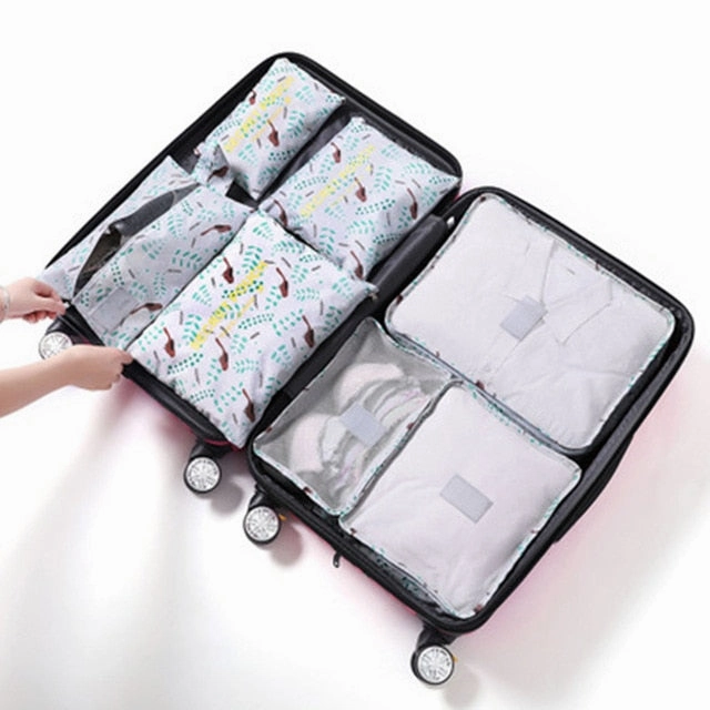 RUPUTIN 7Pcs/set Trip Luggage Organizer Clothes Finishing Kit Storage Bag Cosmetic toiletrie