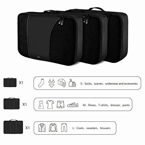 Ryaco Packing Cubes 3 Piece Sets Travel Home Storage Organisers Luggage Compression Pouches Great
