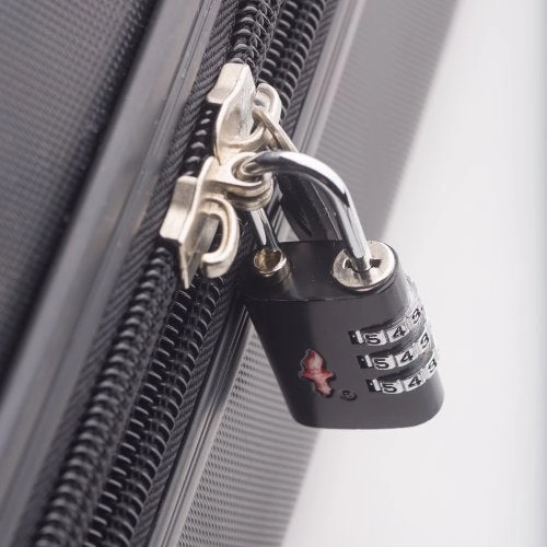 Safe Skies 3 Dial Tsa-Recognized Lock With Luggage Tag, Midnight Black, One Size