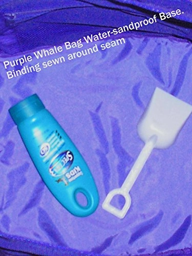 Saltwater Canvas Family Mesh Whale Bag, Sand/Waterproof Base, 9 Pockets, Purple