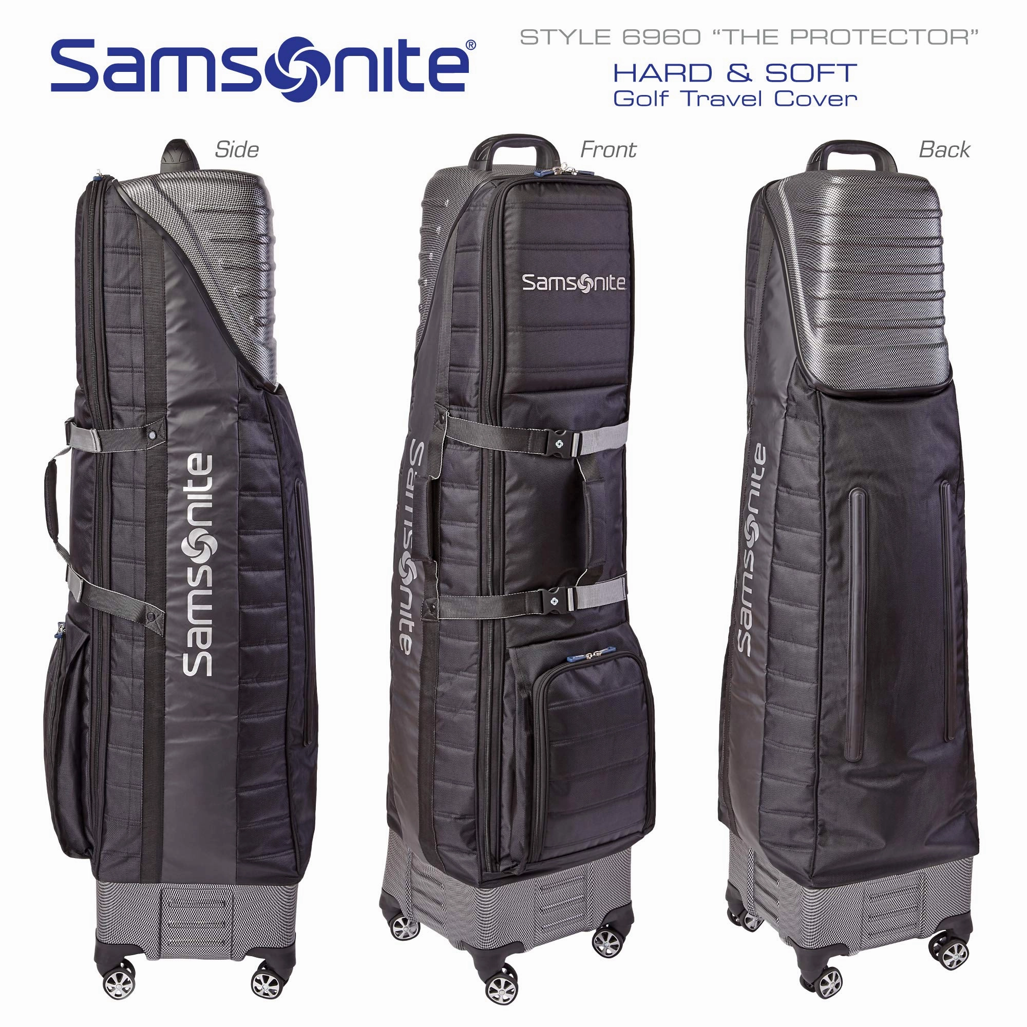 Samsonite "The Protector Hardside and Softside Golf Travel Bag with Shark Wheels