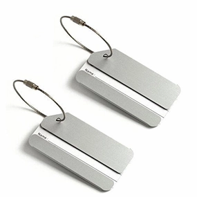 Set Of 2 Luggage Tags, Aluminium Metal Travel Suitcase Id Identifier Tag Labels Bag Name Address