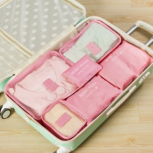 Set Of 6 Duffle Bags Travel Kits Family Clothes Shoes Underwear Makeup Toiletry Storage Box Camping