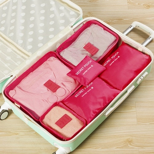 Set Of 6 Duffle Bags Travel Kits Family Clothes Shoes Underwear Makeup Toiletry Storage Box Camping