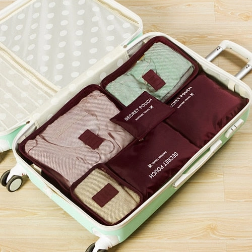 Set Of 6 Duffle Bags Travel Kits Family Clothes Shoes Underwear Makeup Toiletry Storage Box Camping