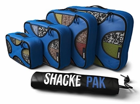 Shacke Pak - 4 Set Packing Cubes - Travel Organizers with Laundry Bag (Gentlemen's Blue)