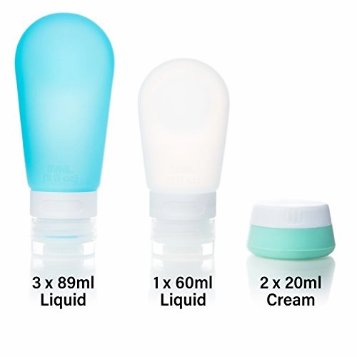 Silicone Travel Bottles & Toiletry Bag - Leak Proof, Refillable Shampoo, Lotion and Conditioner