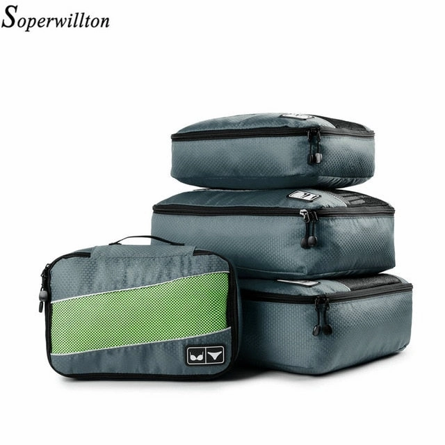 Soperwillton Travel Totes Packing Cubes Travel Bags Set 4 Pieces 8 Pieces Travel Luggage Bag