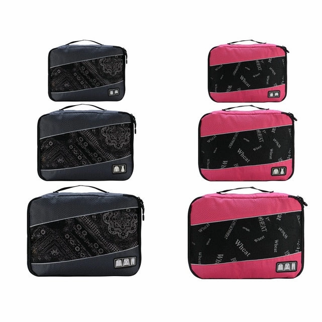 Soperwillton Women Travel Bag Packing Cubes Set Bag Female 210D Polyester Packing Cubes Travel
