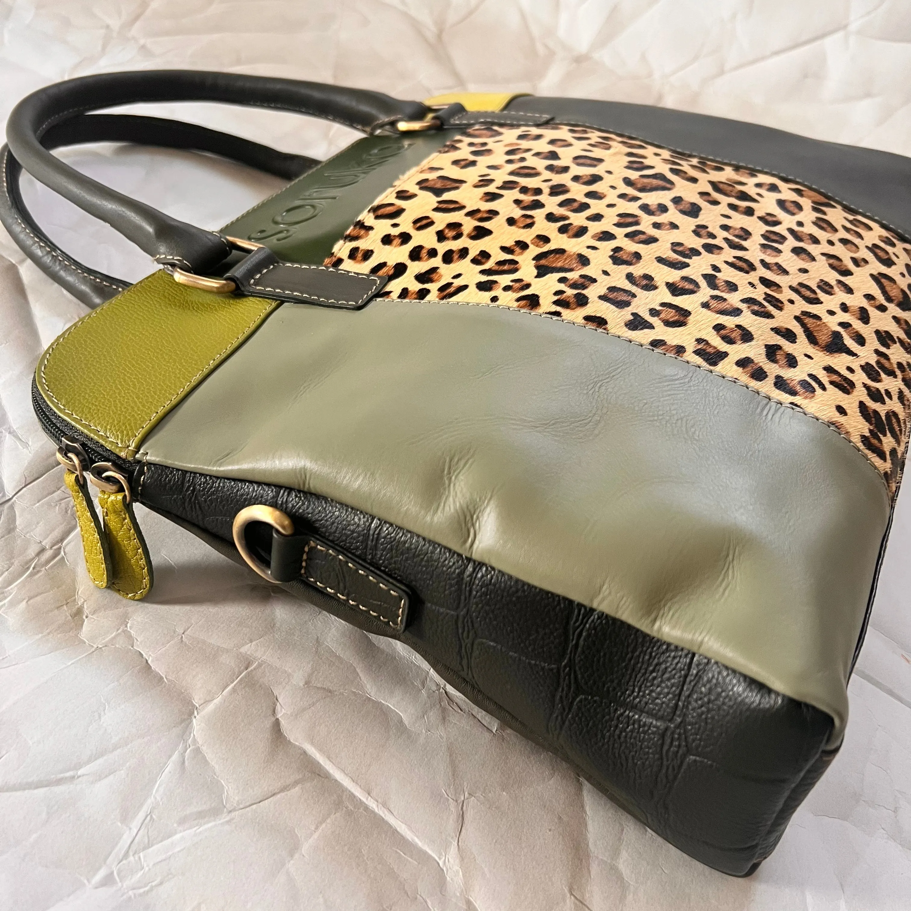 Soruka - Emilia Briefcase, Greens & Cheetah