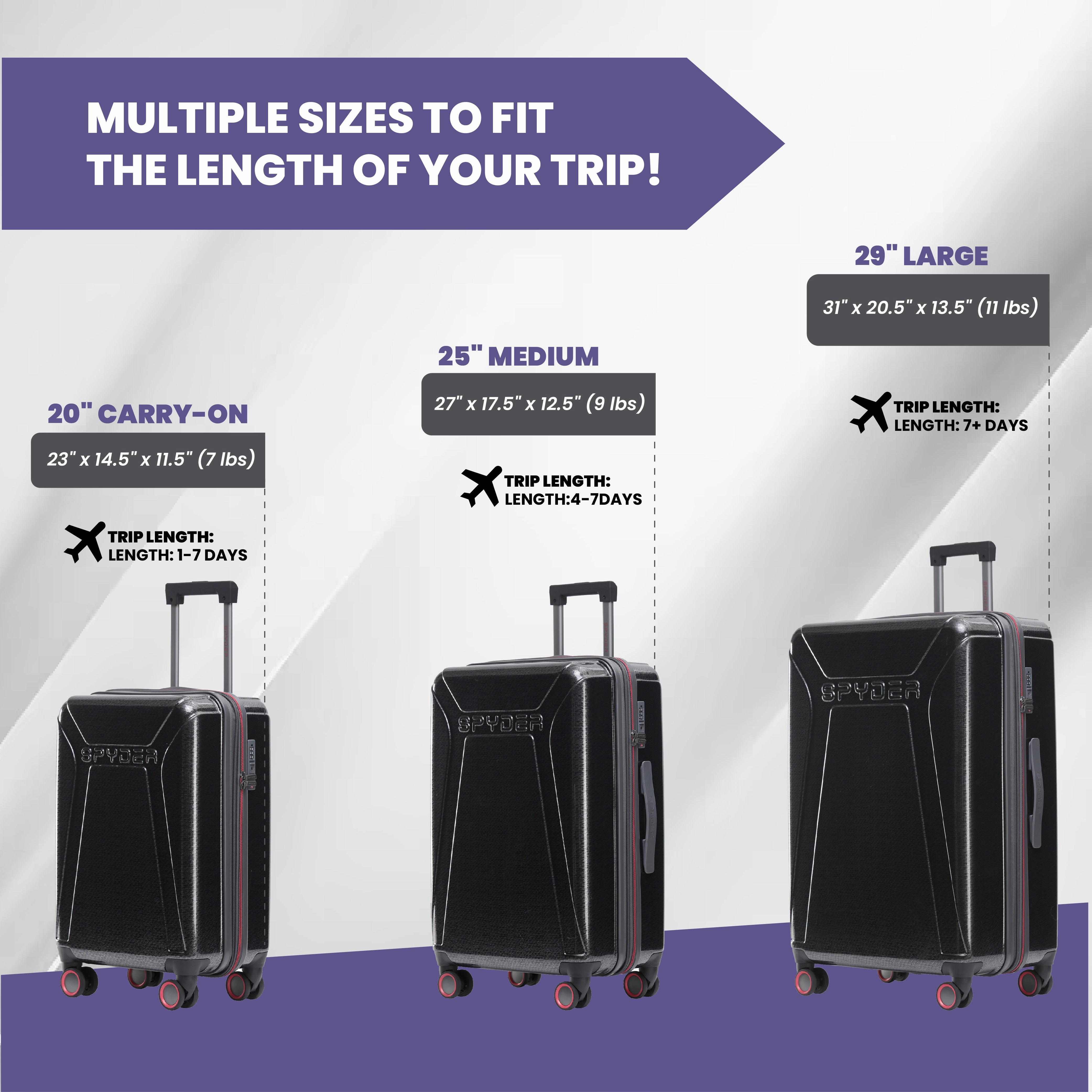 Spyder Traverse Expandable Hardside 3 Piece Spinner Set