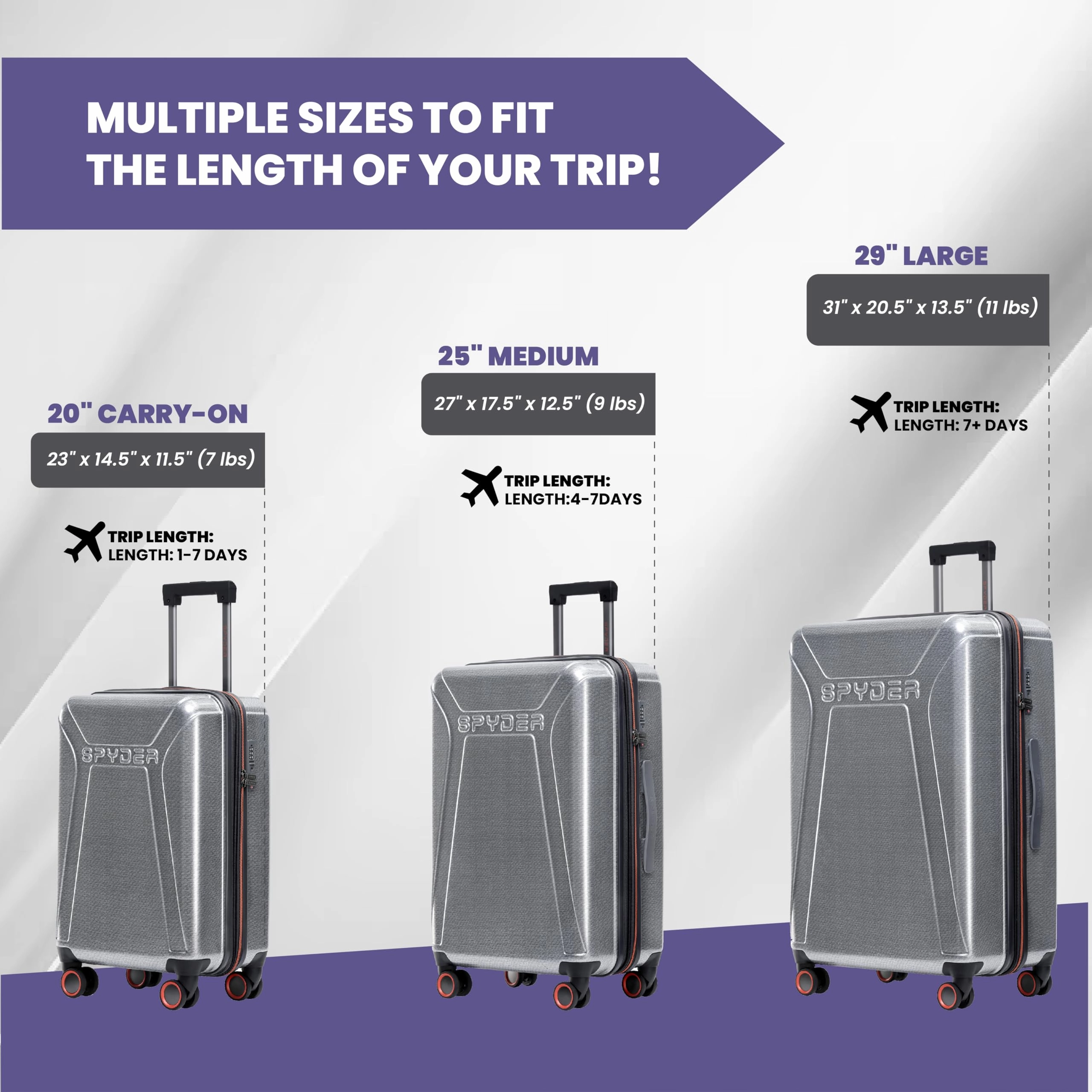 Spyder Traverse Expandable Hardside 3 Piece Spinner Set