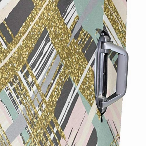 Suitcase Cover Gold Glitter Textured And Stripes Luggage Cover Travel Case Bag Protector for Kid Girls