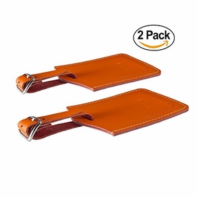 Swisselite Genuine Leather Luggage Tags & Bag Tags 2 Pieces Set In 5 Color