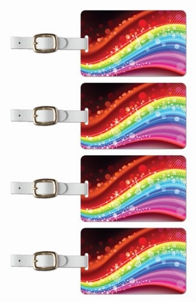 Tag Crazy Rainbow Slide Premium Luggage Tags Set Of Four, Red, One Size