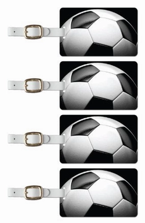 Tag Crazy Soccer Premium Luggage Tags Set Of Four, Green, One Size