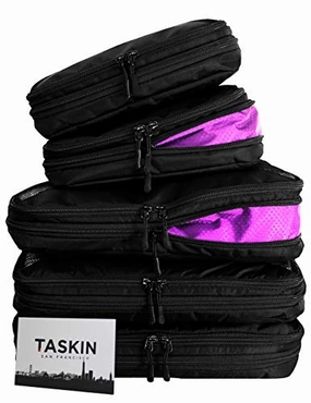 Taskin | Compression Packing Cubes | Premium Set of 5 (3 Large   2 Medium) | Genuine YKK Zippers