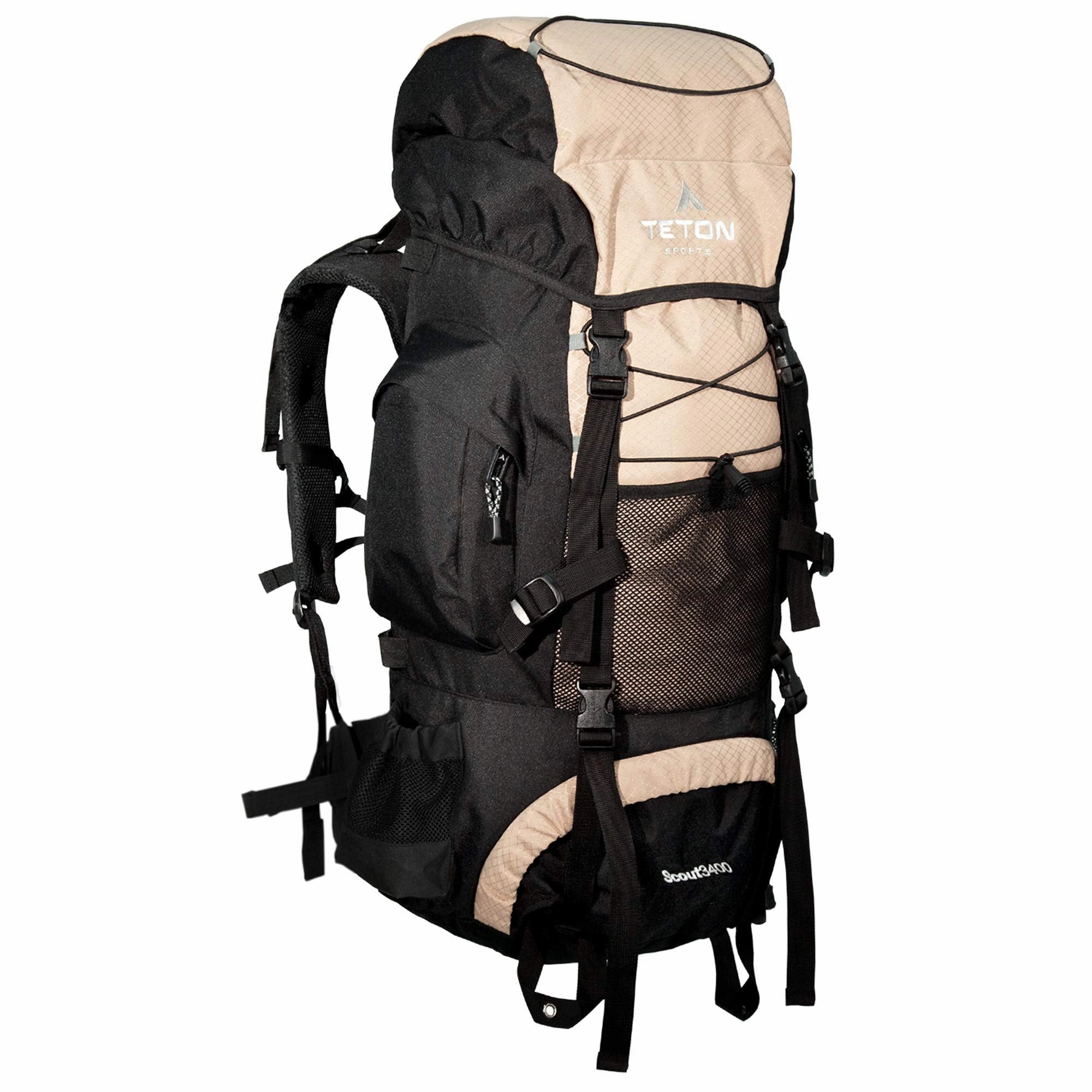 TETON Sports Scout 3400 Internal Frame Backpack; High-Performance Backpack for Backpacking, Hiking, Camping; Tan