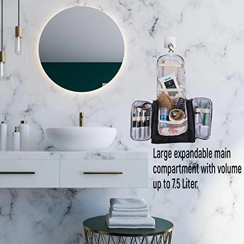 Toiletry Travel Hanging Bag - Store Cosmetic Makeup for Women, or Shaving Kit for Men, This Large