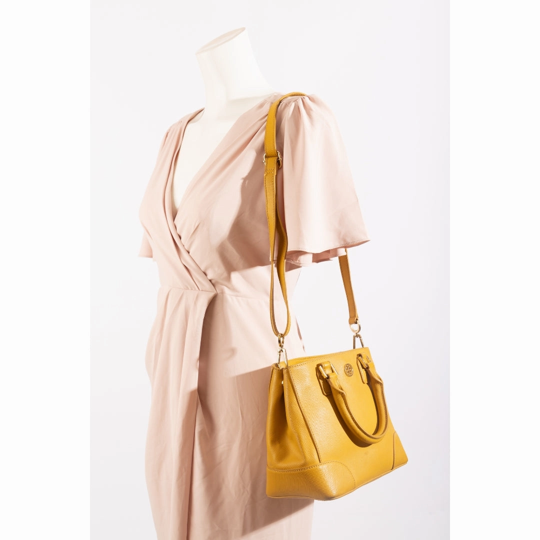 Tory Burch Yellow Leather Robinson Satchel