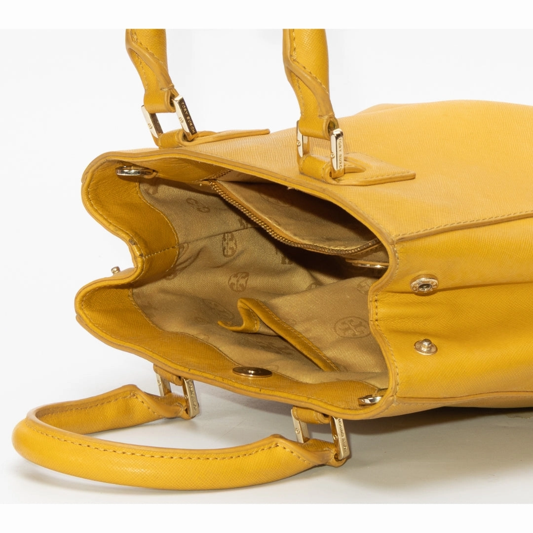 Tory Burch Yellow Leather Robinson Satchel