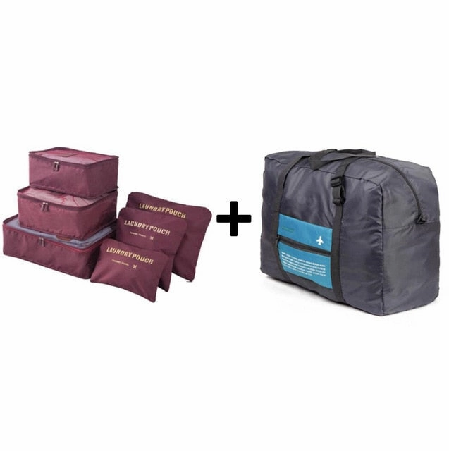 Travel Bags Set Women Luggage Travel Bag Large Capacity Packing Cubes Organizer Nylon Folding