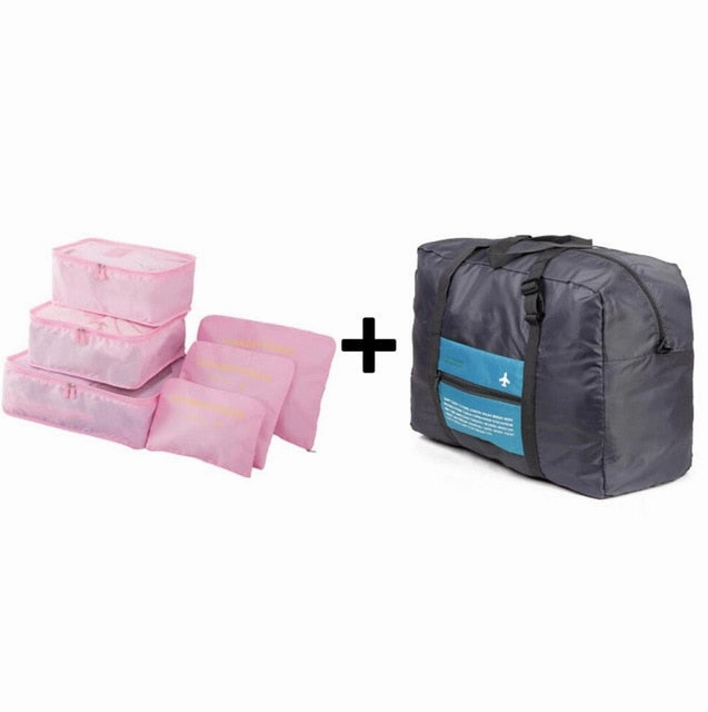 Travel Bags Set Women Luggage Travel Bag Large Capacity Packing Cubes Organizer Nylon Folding