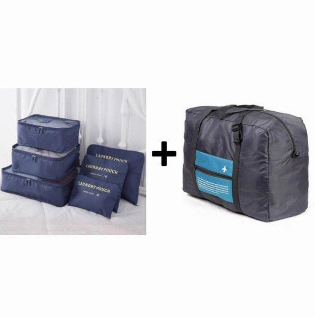 Travel Bags Set Women Luggage Travel Bag Large Capacity Packing Cubes Organizer Nylon Folding