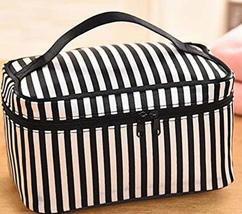 Travel Cosmetic Bag Cartoon Bucket Bag Cosmetic Pouch (Black And White Stripes)