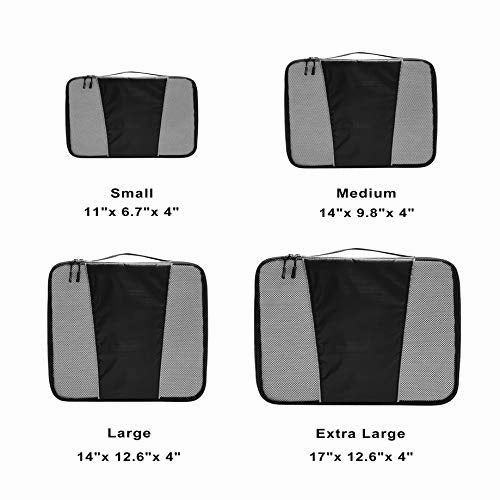 Travel Packing Cubes - 4 Set Lightweight Travel Luggage Packing Organizers -Small, Medium, Large and Extra Large