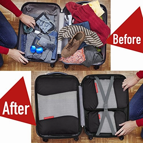 Travel Packing Cubes, Gonex Luggage Organizers L M 3XS Laundry Bag Black